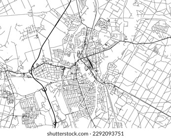 Vector city map of Oranienburg in the Germany with black roads isolated on a white background.