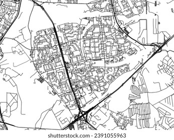 Vector city map of Orekhovo-Borisovo in the Russian Federation with black roads isolated on a white background.