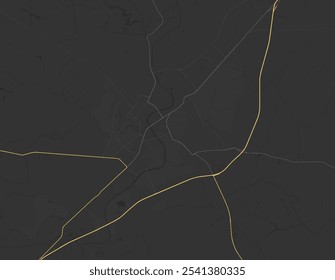 Vector city map of Orel in the Russian Federation with yellow roads isolated on a brown background.