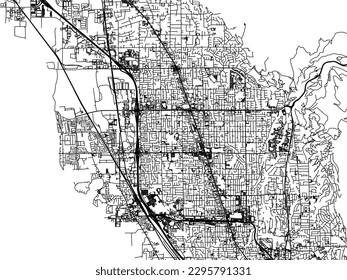 Vector city map of Orem Utah in the United States of America with black roads isolated on a white background.