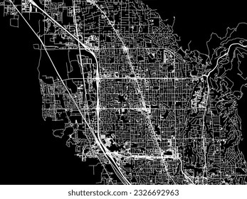 Vector city map of Orem Utah in the United States of America with white roads isolated on a black background.