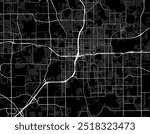 Vector city map of Orlando Florida in the United States of America with white roads isolated on a black background.