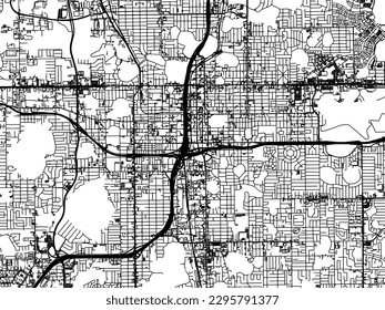 Vector city map of Orlando Florida in the United States of America with black roads isolated on a white background.