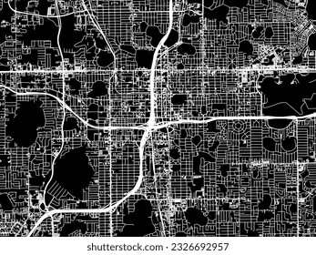 Vector city map of Orlando Florida in the United States of America with white roads isolated on a black background.
