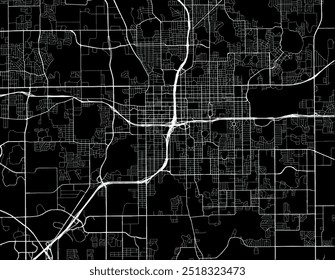 Mapa da cidade vetorial de Orlando Florida nos Estados Unidos da América com estradas brancas isoladas sobre um fundo preto.