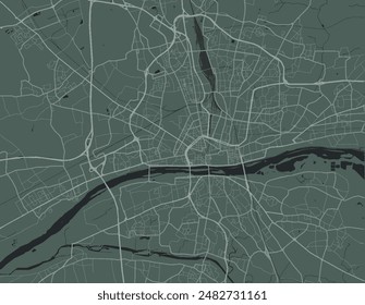 Vector city map of Orleans in France with white roads isolated on a green background.