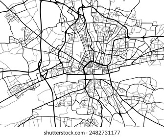 Vector city map of Orleans in France with black roads isolated on a white background.