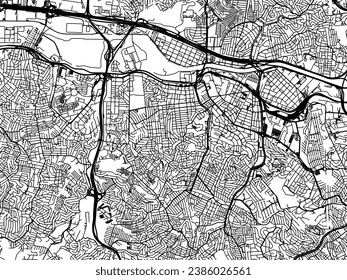 Vector city map of Osasco in Brazil with black roads isolated on a white background.