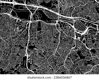 Vector city map of Osasco in Brazil with white roads isolated on a black background.
