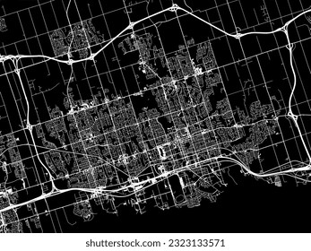 Vector city map of Oshawa-Whitby Ontario in Canada with white roads isolated on a black background.