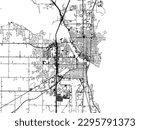 Vector city map of Oshkosh Wisconsin in the United States of America with black roads isolated on a white background.