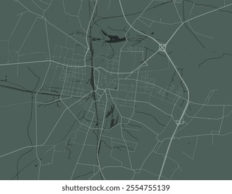 Vector city map of Ostrow Wielkopolski in Poland with white roads isolated on a green background.