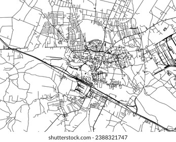 Vector city map of Ostrowiec Swietokrzyski in Poland with black roads isolated on a white background.