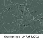 Vector city map of Ottignies-Louvain-la-Neuve in Belgium with white roads isolated on a green background.