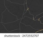 Vector city map of Ottignies-Louvain-la-Neuve in Belgium with yellow roads isolated on a brown background.