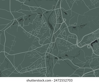Vector city map of Ottignies-Louvain-la-Neuve in Belgium with white roads isolated on a green background.