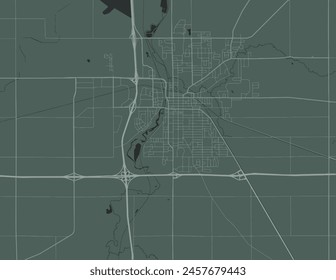Vector city map of Owatonna Minnesota in the United States of America with white roads isolated on a green background.