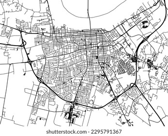 Vector city map of Owensboro Kentucky in the United States of America with black roads isolated on a white background.