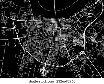 Vector city map of Owensboro Kentucky in the United States of America with white roads isolated on a black background.
