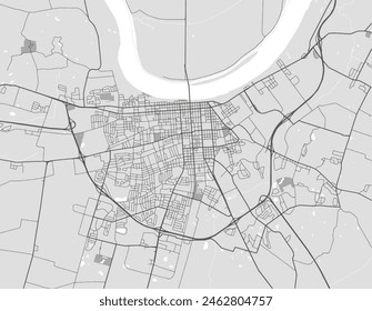 Vector city map of Owensboro Kentucky in the United States of America with black roads isolated on a grey background.