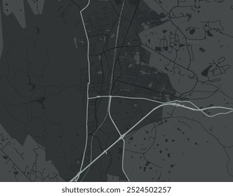 Vector city map of Paarl in South Africa with white roads isolated on a grey background.