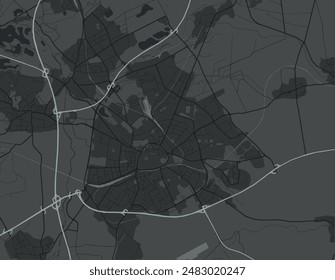 Vector city map of Paderborn in Germany with white roads isolated on a grey background.