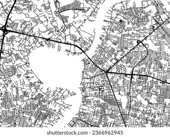 Vector city map of Pak Kret in Thailand with black roads isolated on a white background.