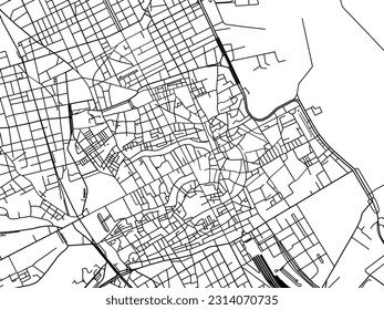Vector city map of Palermo Centro in Italy with black roads isolated on a white background.