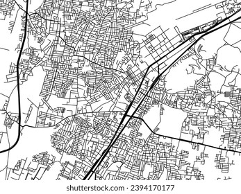 Stadtplan von Pallavaram in der Republik Indien mit schwarzen Straßen einzeln auf weißem Hintergrund.
