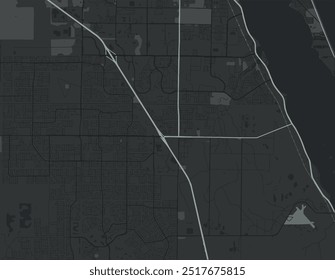 Vector city map of Palm Bay Florida in the United States of America with white roads isolated on a grey background.