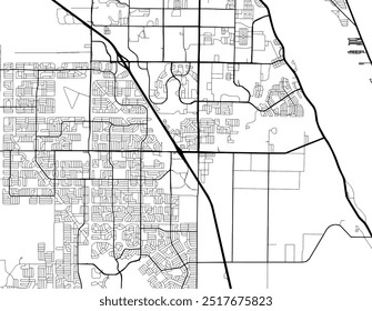 Mapa de la ciudad de Vector de Palm Bay Florida en los Estados Unidos de América con carreteras negras aisladas sobre un fondo blanco.