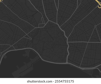 Vector city map of Palma de Mallorca Centro in Spain with yellow roads isolated on a brown background.