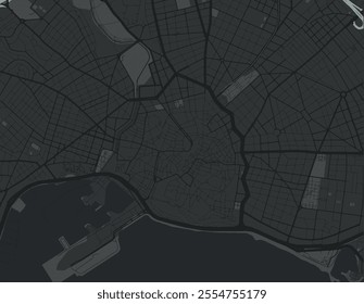 Vector city map of Palma de Mallorca Centro in Spain with white roads isolated on a grey background.