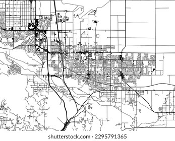 Vector city map of Palmdale California in the United States of America with black roads isolated on a white background.