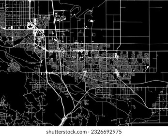 Vector city map of Palmdale California in the United States of America with white roads isolated on a black background.