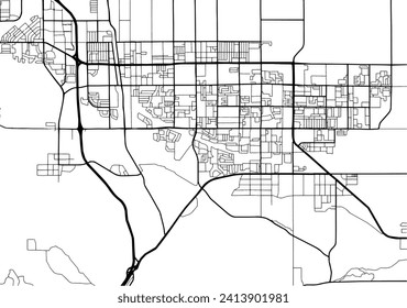 Vector city map of Palmdale California in the United States of America with black roads isolated on a white background.