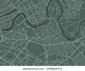 Vector city map of Pamplona Centro in Spain with white roads isolated on a green background.