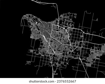 Vector city map of Parana in Argentina with white roads isolated on a black background.