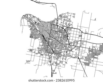 Mapa vectorial de Paraná en Argentina con carreteras negras aisladas en un fondo blanco.
