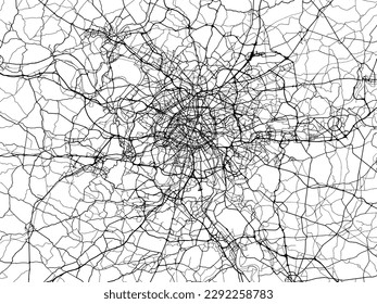 Vector city map of Paris Metropole in the France with black roads isolated on a white background.