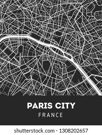 Vector city map of Paris city with well organized separated layers. Vector illustration.