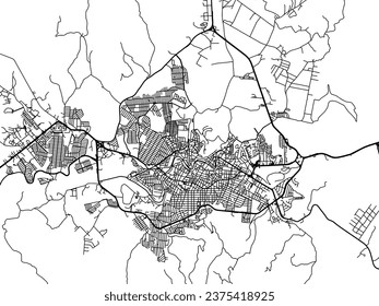 Vector city map of Parral in Mexico with black roads isolated on a white background.