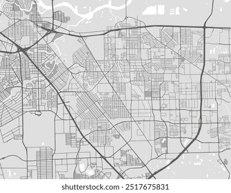 Vector city map of Pasadena Texas in the United States of America with black roads isolated on a grey background.