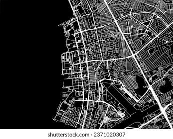 Vector city map of Pasay in the Philippines with white roads isolated on a black background.