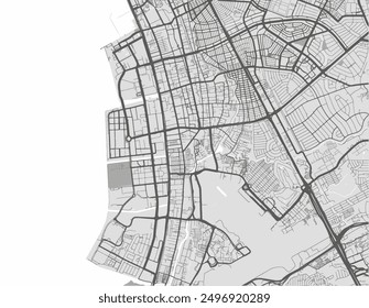 Vector city map of Pasay in the Philippines with black roads isolated on a grey background.