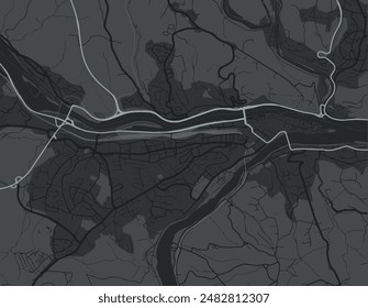 Vector city map of Passau in Germany with white roads isolated on a grey background.