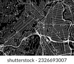 Vector city map of Paterson New Jersey in the United States of America with white roads isolated on a black background.