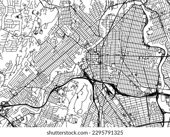 Vector city map of Paterson New Jersey in the United States of America with black roads isolated on a white background.