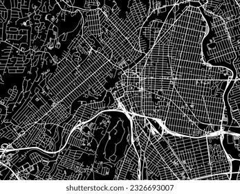 Vector city map of Paterson New Jersey in the United States of America with white roads isolated on a black background.