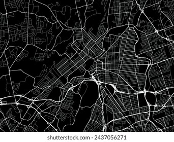 Vector city map of Paterson New Jersey in the United States of America with white roads isolated on a black background.